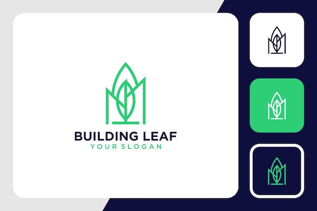 building logo design with leaf inspiration