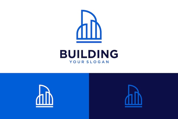 building logo design with tower and line art