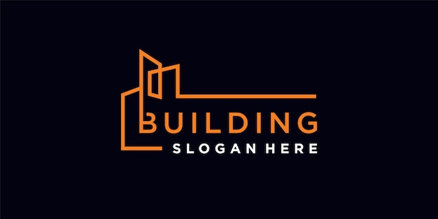 Building logo idea with creative element concept style