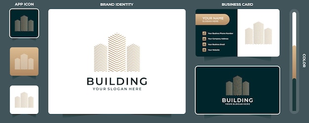 Building logo illustration vector graphic design in line art style Good for brand advertising real estate construction house home and business card