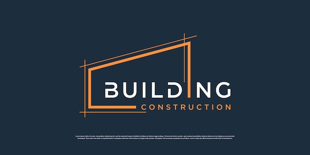 Building logo template with minimalist line art concept Premium Vector