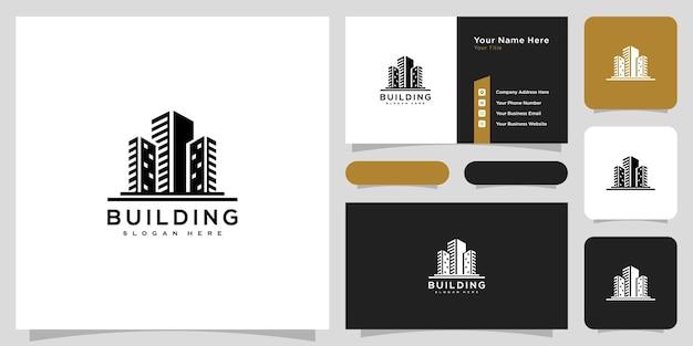 Building logo vector design and business card