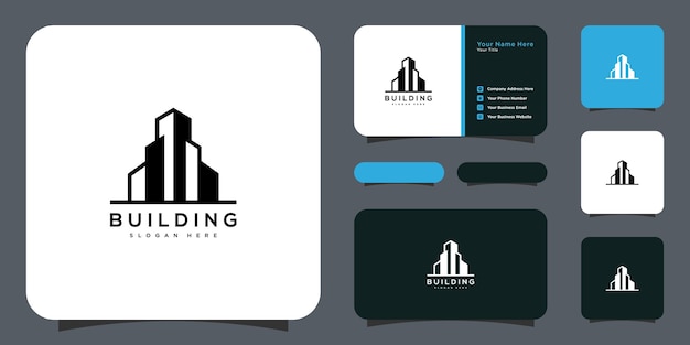 Building logo vector design and business card