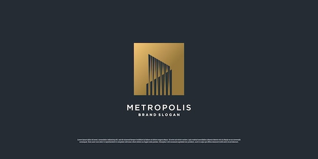 Vector building logo with golden concept premium vector