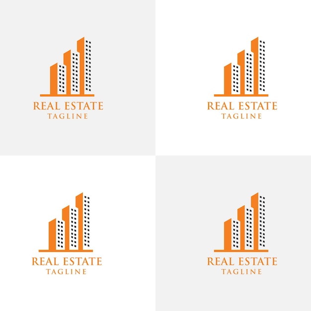 Building logo with line art style city building abstract for logo design inspiration and business c