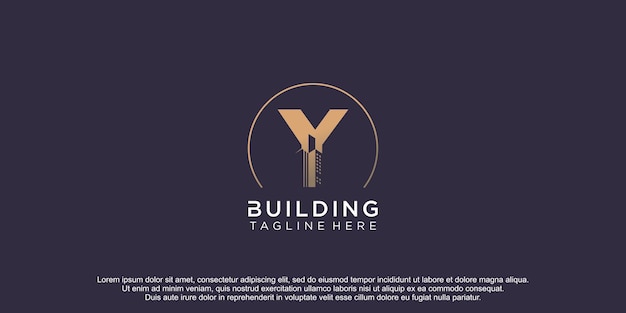 Building logo with monogram letter Y concept premium vector