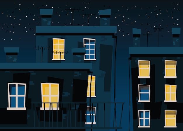 Building at nights vector illustration 