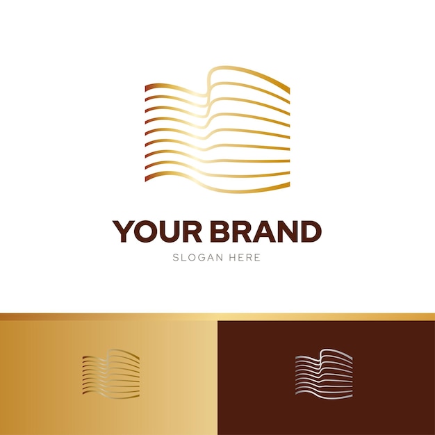 Building office line logo design template vector with threecolor harmony combination elegant luxury premium brand identity