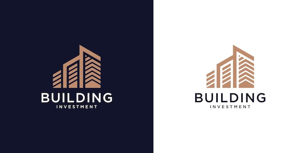 Building real estate logo design template with gold color