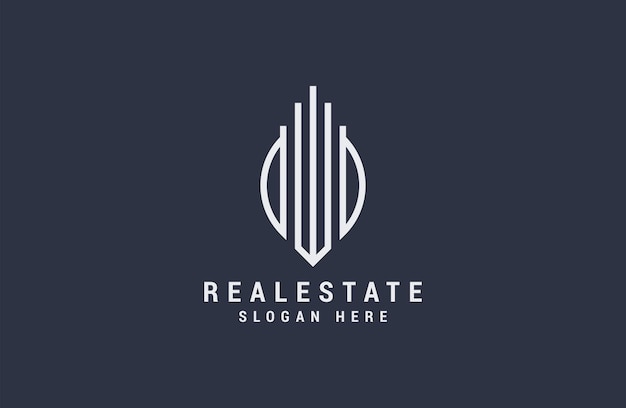 Building real estate logo template luxury line vector illustration