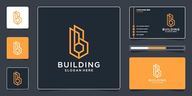 Building real estate with simple letter B logo design and business card branding