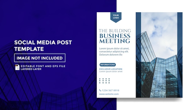 Building theme social media post template for business meeting