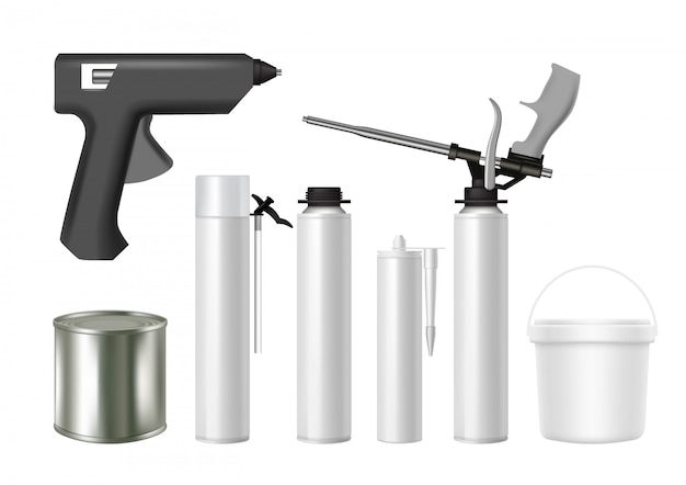 Vector building tools and construction material packaging  realistic set