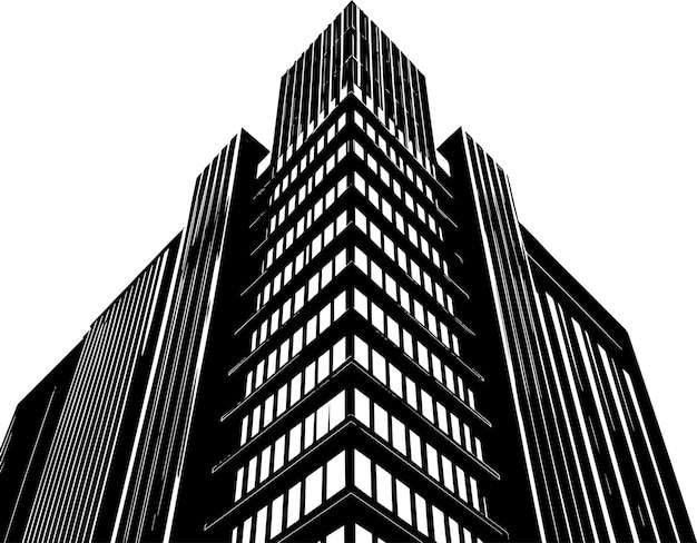 Vector building vector art black and white silhouette