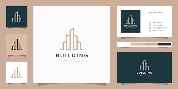 Building with line concept. city building abstract for logo inspiration. business card design