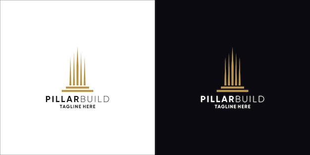 Vector building with pillar elegant designs