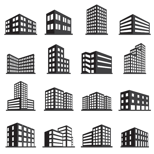 Buildings icon and office icon set 