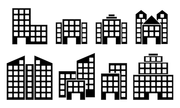 Buildings line icon set Architecture concept Can be used for topics like office city real estate Vector illustration