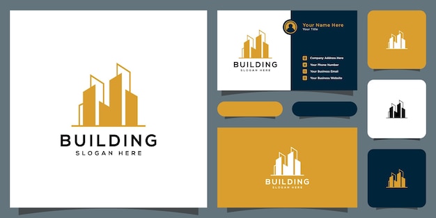 Buildings real estate logo and business card