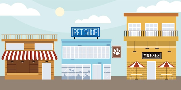 Buildings store market pet shop