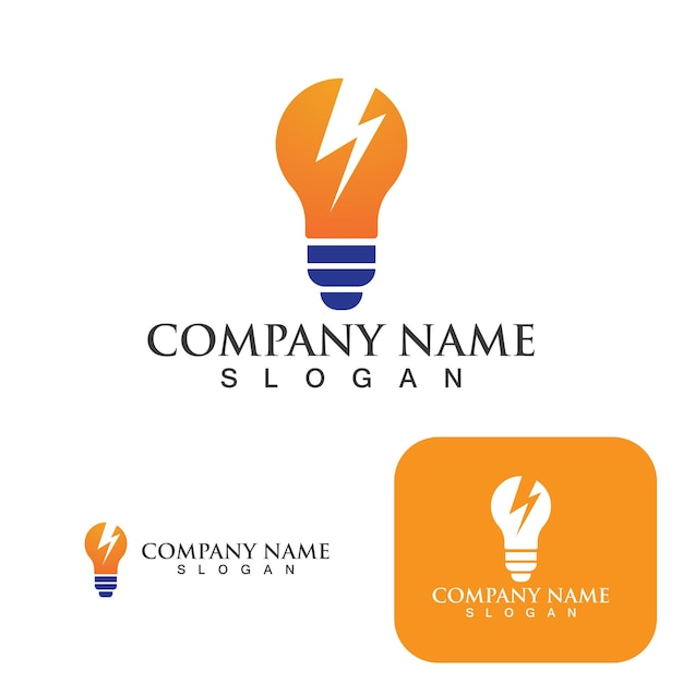 Bulb energy thunder bolt concept logo icon vector template