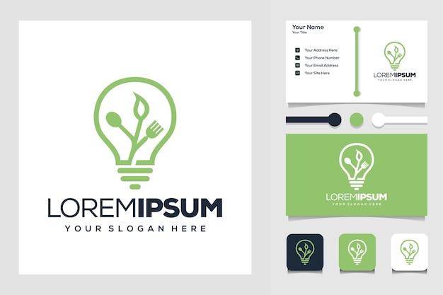 bulb and food with tree logo design template