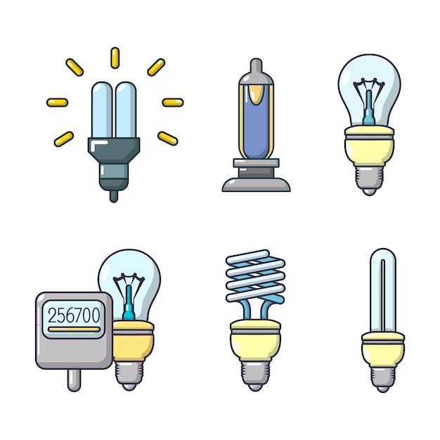 Bulb icon set. Cartoon set of bulb vector icons set isolated