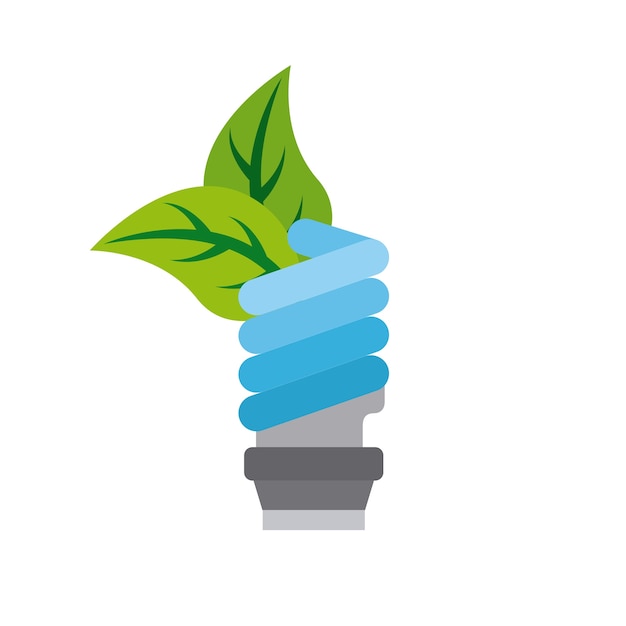 bulb light with leaves icon 