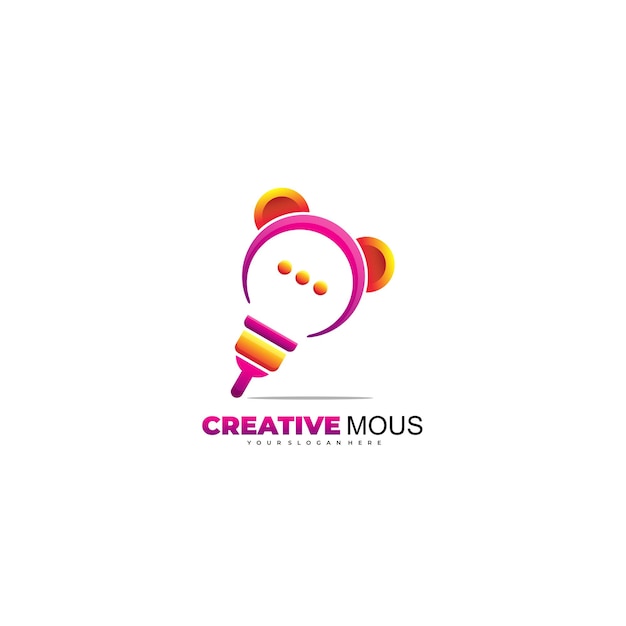 Bulb mouse logo with message design icon template