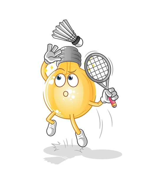 Bulb smash at badminton cartoon. cartoon mascot vector