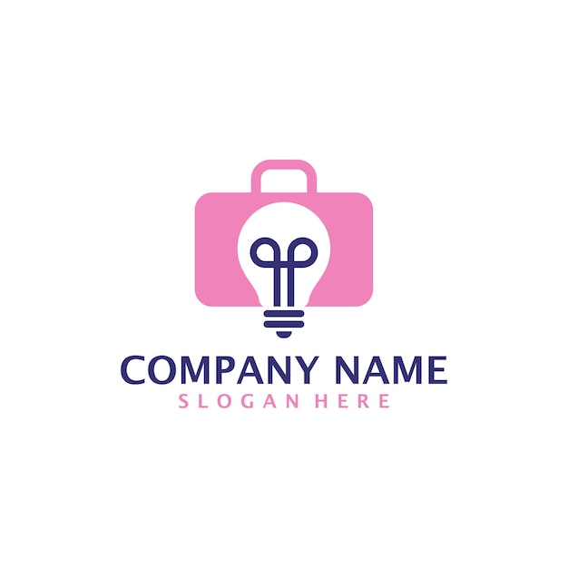 Bulb Suitcase logo design vector Suitcase logo design template concept