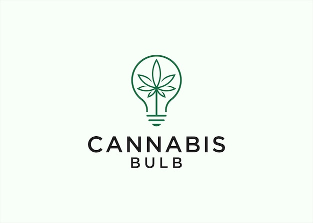 bulb with cannabis logo design vector silhouette illustration