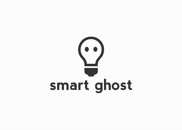 bulb with ghost logo design vector silhouette illustration on white background