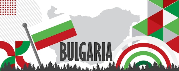 Bulgaria national day banner with Bulgarian flag colors theme background and geometric abstract