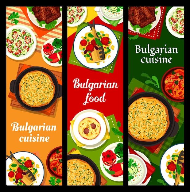 Bulgarian cuisine restaurant food vector banners