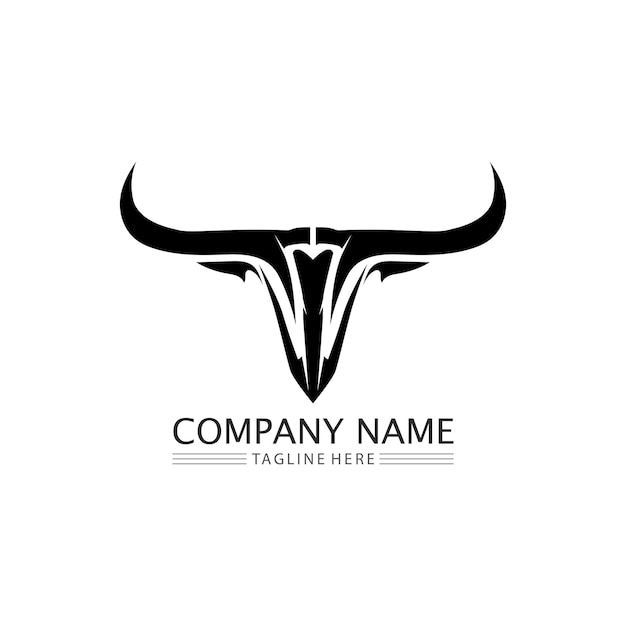 bull buffalo head cow animal mascot logo design horn animals