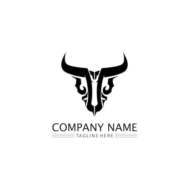 bull buffalo head cow animal mascot logo design for sport horn 