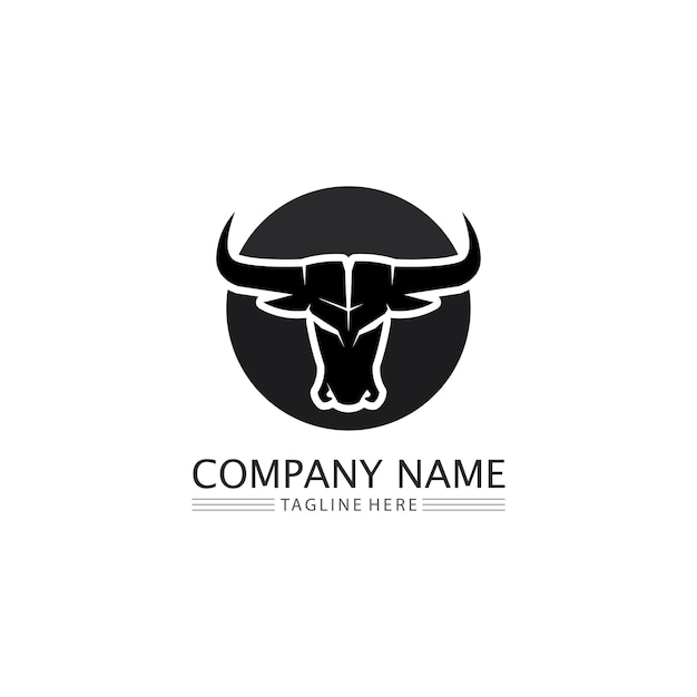 bull buffalo head cow animal mascot logo design for sport horn