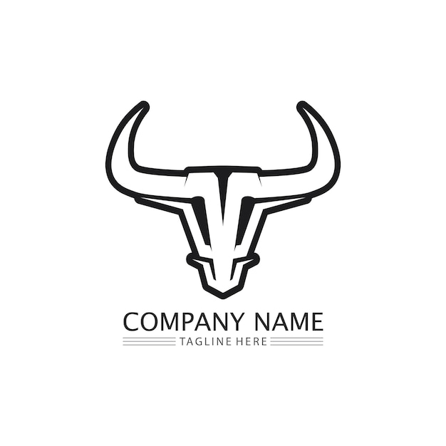 bull buffalo head cow animal mascot logo design for sport horn