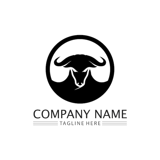 Bull and buffalo head cow animal  mascot logo design vector for sport horn buffalo animal mammals head logo wild matador