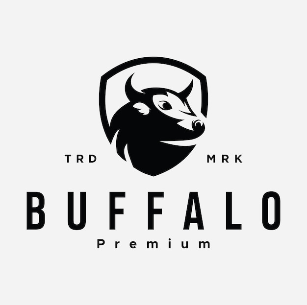 Bull Buffalo Head Shield Mascot Logo Stock symbol emblem