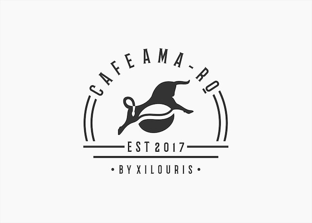 bull coffee logo design vector silhouette illustration on white background