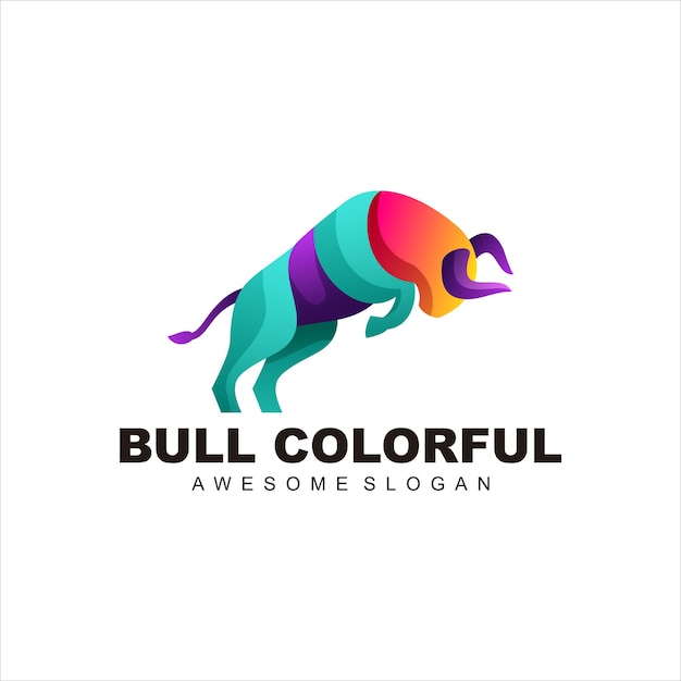 bull colorful logo mascot illustration