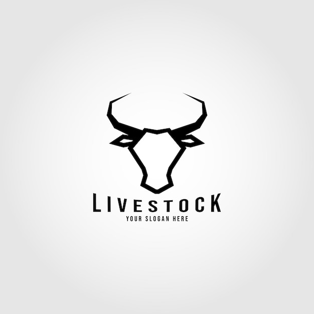 Bull, Cow, Angus, Cattle Head Vector Icon Logo Template