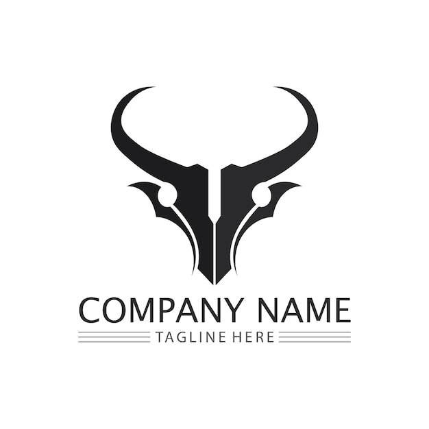 Bull and cow logo design icon vector horn animals