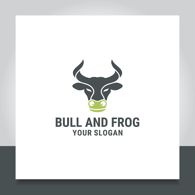 bull and frog logo design illustration