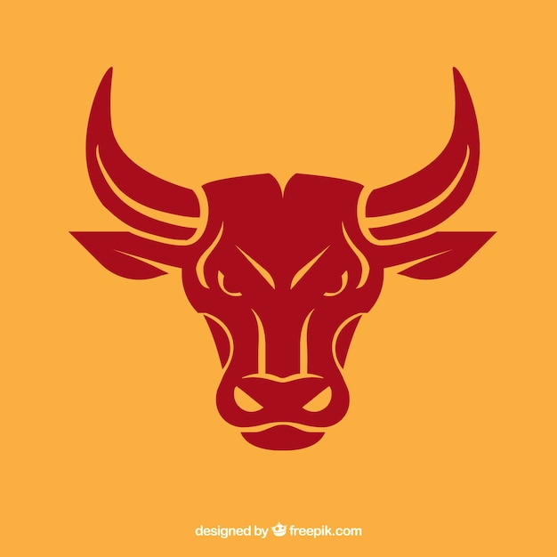 Bull head black icon vector