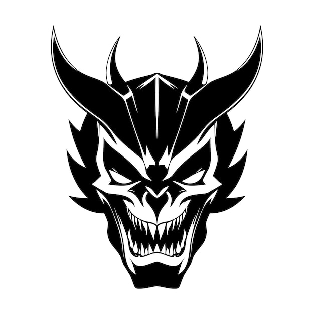 Bull head black and white vector icon