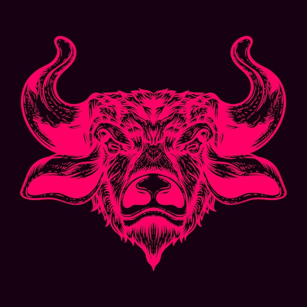 bull head glow color illustration