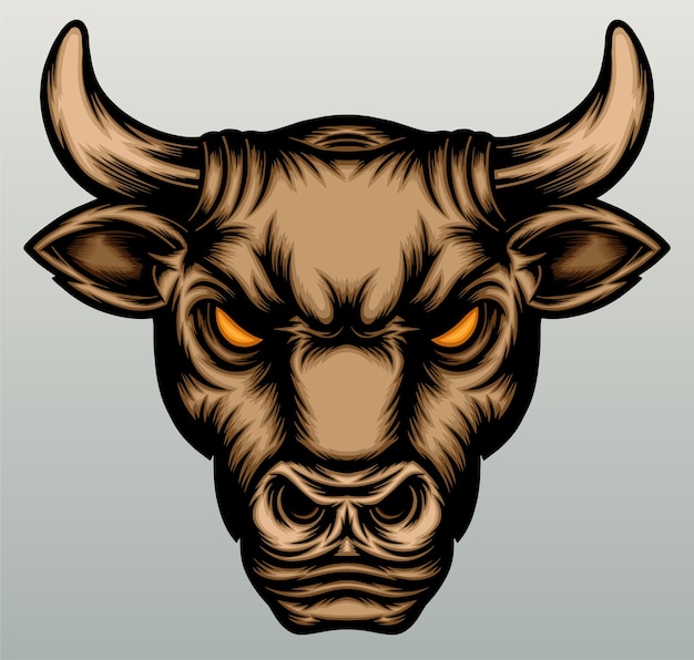 Bull head illustration in hand drawn